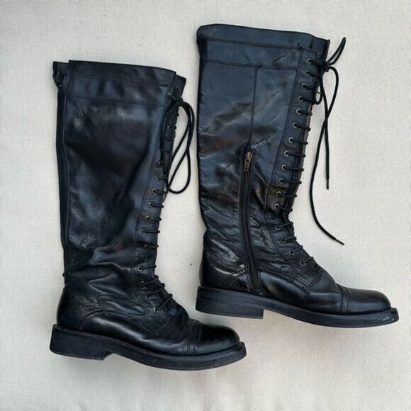 OTBT black leather Riding Boots size 9 Astoria edgy indie moto bikercore bold - Picture 2 of 5